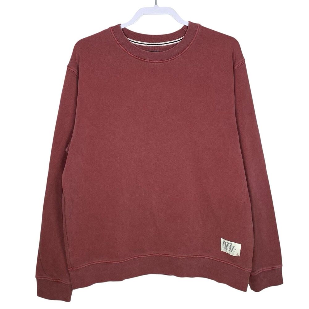American Giant Vintage Washed Relaxed Terry Crew Mens M Red Pomegranate NEW